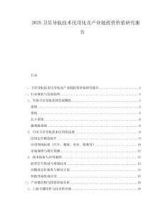 2025衛(wèi)星導(dǎo)航技術(shù)民用化及產(chǎn)業(yè)鏈投資價(jià)值研究報(bào)告
