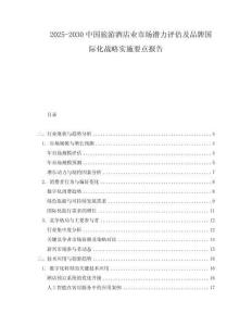 2025-2030中國(guó)旅游酒店業(yè)市場(chǎng)潛力評(píng)估及品牌國(guó)際化戰(zhàn)略實(shí)施要點(diǎn)報(bào)告