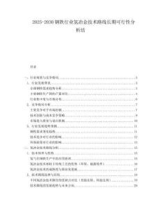 2025-2030鋼鐵行業(yè)氫冶金技術(shù)路線長期可行性分析結(jié)