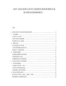 2025-2030硅基合金件行業(yè)現(xiàn)狀市場(chǎng)供需調(diào)研企業(yè)競(jìng)爭(zhēng)格局發(fā)展調(diào)研報(bào)告