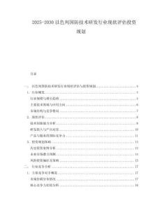2025-2030以色列國防技術研發(fā)行業(yè)現(xiàn)狀評估投資規(guī)劃