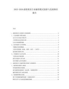 2025-2030虛擬現(xiàn)實行業(yè)融資模式創(chuàng)新與發(fā)展路徑報告