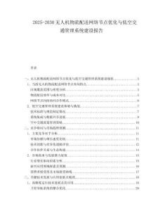 2025-2030無人機物流配送網絡節點優化與低空交通管理系統建設報告