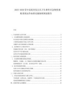 2025-2030雪中送炭突發公共衛生事件應急物資調配系統運作標準實施細則規劃報告