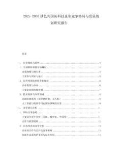 2025-2030以色列國防科技企業競爭格局與發展規劃研究報告