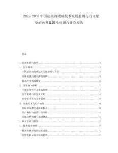 2025-2030中國超高清視頻技術發展監測與行內壁壘消融及我國構建新程計劃報告