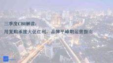 2025三季度CBI解讀：用復(fù)購承接大促紅利，品牌平峰期運(yùn)營指南