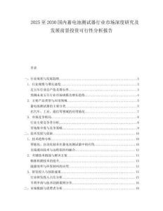2025至2030國(guó)內(nèi)蓄電池測(cè)試器行業(yè)市場(chǎng)深度研究及發(fā)展前景投資可行性分析報(bào)告