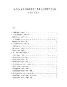 2025-2030公路隧道施工技術(shù)手冊與橋梁抗震加固規(guī)劃研究報告