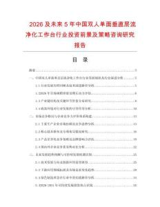 2026及未來5年中國雙人單面垂直層流凈化工作臺行業投資前景及策略咨詢研究報告