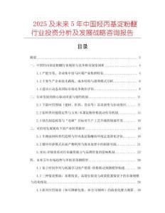 2025及未來5年中國羥丙基淀粉醚行業投資分析及發展戰略咨詢報告