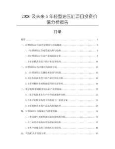 2026及未来5年轻型油压缸项目投资价值分析报告