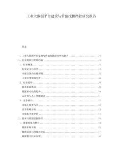 工业大数据平台建设与价值挖掘路径研究报告