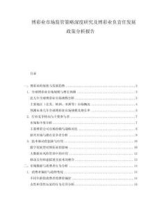 博彩業市場監管策略深度研究及博彩業負責任發展政策分析報告
