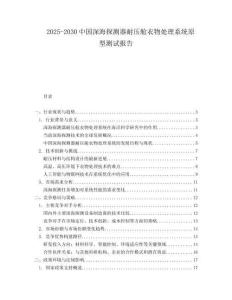 2025-2030中國深海探測器耐壓艙衣物處理系統(tǒng)原型測試報告