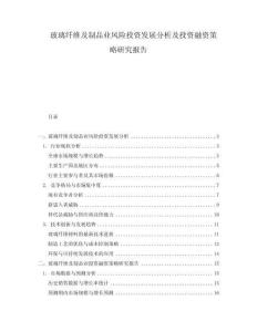 玻璃纖維及制品業(yè)風險投資發(fā)展分析及投資融資策略研究報告