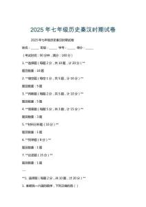 2025年七年級歷史秦漢時期試卷