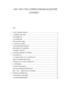 2025-2030中國(guó)云計(jì)算服務(wù)市場(chǎng)發(fā)展動(dòng)態(tài)及商業(yè)模式分析報(bào)告