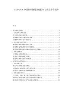 2025-2030中國軸承鋼純凈度控制與疲勞壽命提升
