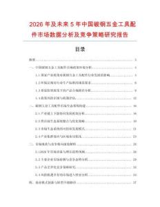 2026年及未來5年中國碳鋼五金工具配件市場數據分析及競爭策略研究報告