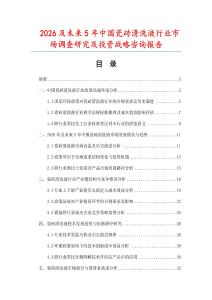 2026及未來5年中國瓷磚清洗液行業市場調查研究及投資戰略咨詢報告
