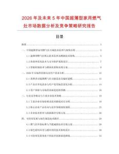 2026年及未來5年中國超薄型家用燃氣灶市場數據分析及競爭策略研究報告