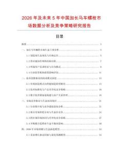 2026年及未來5年中國加長馬車螺栓市場數(shù)據(jù)分析及競爭策略研究報告