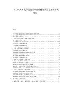 2025-2030电子竞技赛事商业化变现渠道拓展研究报告