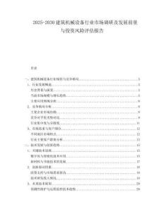 2025-2030建筑機(jī)械設(shè)備行業(yè)市場調(diào)研及發(fā)展前景與投資風(fēng)險評估報告