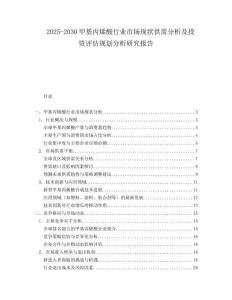 2025-2030甲基丙烯酸行業(yè)市場(chǎng)現(xiàn)狀供需分析及投資評(píng)估規(guī)劃分析研究報(bào)告