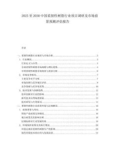 2025至2030中國柔韌性樹脂行業項目調研及市場前景預測評估報告