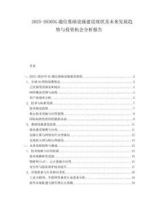 2025-20305G通信基礎設施建設現狀及未來發展趨勢與投資機會分析報告