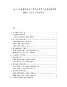 2025-2030矿山机械行业市场供需分析及发展前景预测与战略投资规划报告