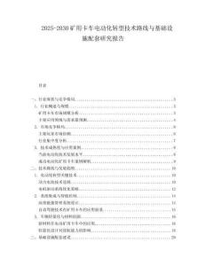 2025-2030礦用卡車電動化轉型技術路線與基礎設施配套研究報告