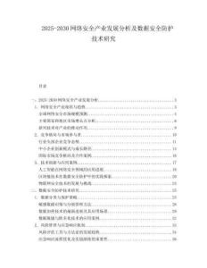 2025-2030網(wǎng)絡(luò)安全產(chǎn)業(yè)發(fā)展分析及數(shù)據(jù)安全防護(hù)技術(shù)研究