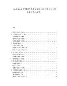 2025-2030中国超导电缆示范项目运行数据与电网应用经济性报告