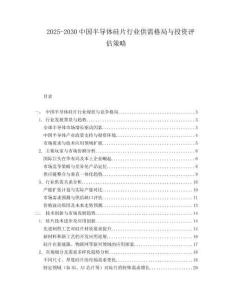 2025-2030中国半导体硅片行业供需格局与投资评估策略
