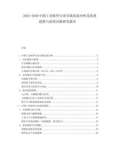 2025-2030中国工业软件行业市场发展分析及前景趋势与投资回报研究报告