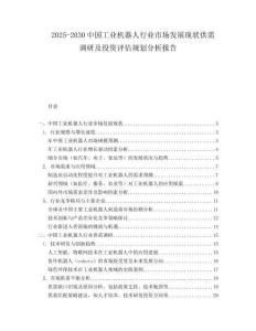 2025-2030中国工业机器人行业市场发展现状供需调研及投资评估规划分析报告