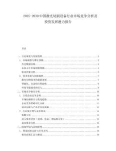 2025-2030中国激光切割设备行业市场竞争分析及投资发展潜力报告