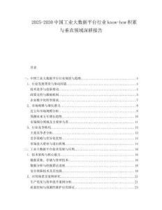 2025-2030中國(guó)工業(yè)大數(shù)據(jù)平臺(tái)行業(yè)know-how積累與垂直領(lǐng)域深耕報(bào)告
