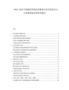 2025-2030中國通信網絡技術服務行業市場競爭力與發展規劃分析研究報告