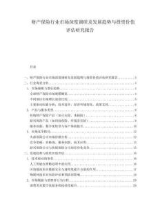 財(cái)產(chǎn)保險(xiǎn)行業(yè)市場深度調(diào)研及發(fā)展趨勢與投資價(jià)值評估研究報(bào)告