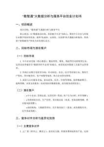 大數(shù)據(jù)分析與服務(wù)創(chuàng)業(yè)計劃書