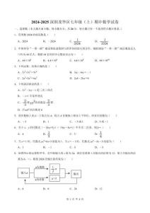 2024-2025學年深圳市龍華區7上期中數學試卷（含答案）