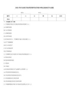 2025年礦業權評估師資格考試考前沖刺必備知識與試題