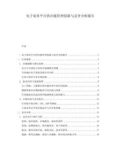 電子商務平臺供應鏈管理創新與競爭分析報告
