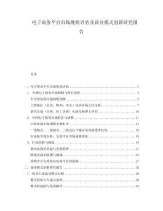 電子商務平臺市場現狀評估及商業模式創新研究報告