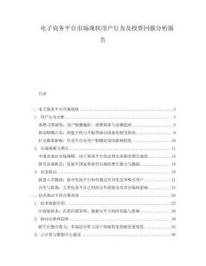 電子商務(wù)平臺市場現(xiàn)狀用戶行為及投資回報(bào)分析報(bào)告