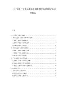 電子商務(wù)行業(yè)市場現(xiàn)狀商業(yè)模式研究及投資評估規(guī)劃報(bào)告